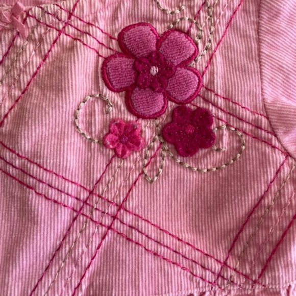 vintage carters baby pink ruffle romper with embroidery and floral applique 6M - Picture 10 of 11